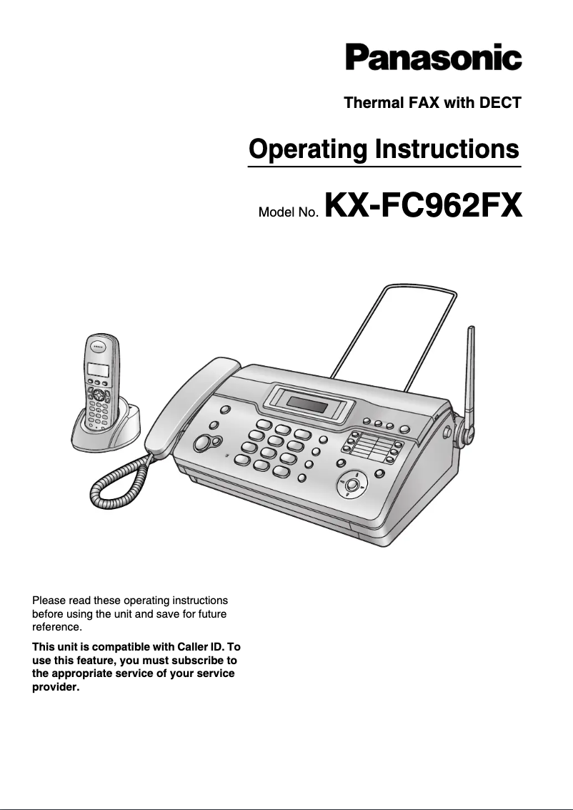 Image de la première page du manuel de l'appareil KX-FC962FX