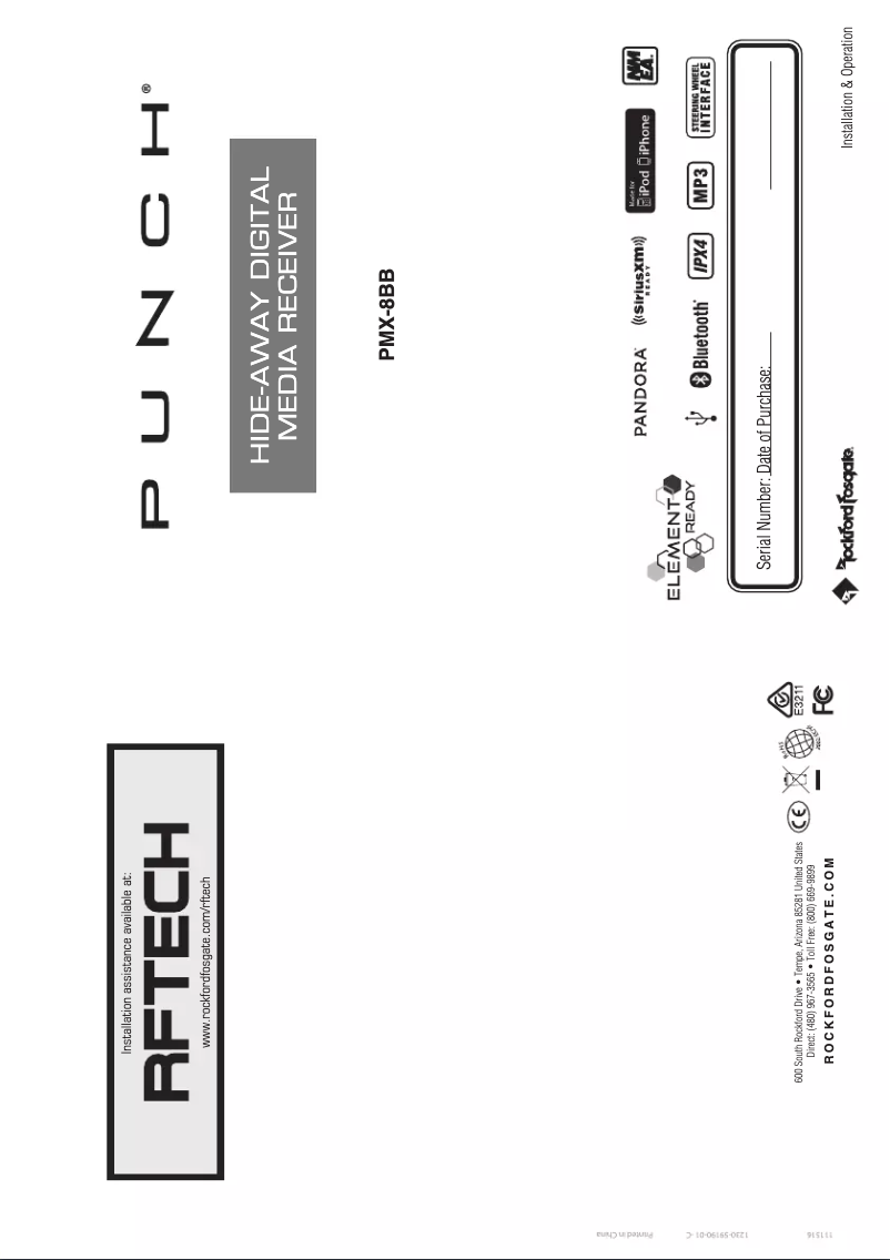 Page 1 de la notice Manuel utilisateur Rockford Fosgate Punch PMX-8BB