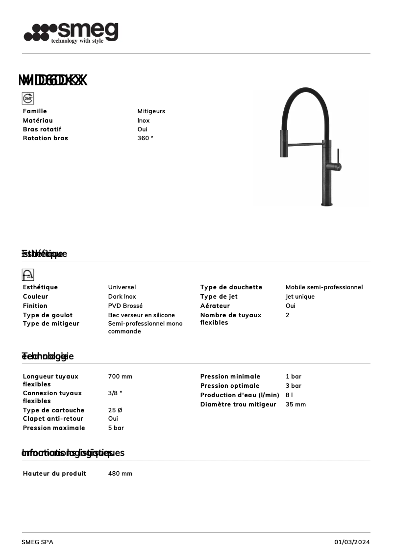 Page 1 de la notice Manuel utilisateur Smeg MID6DKX