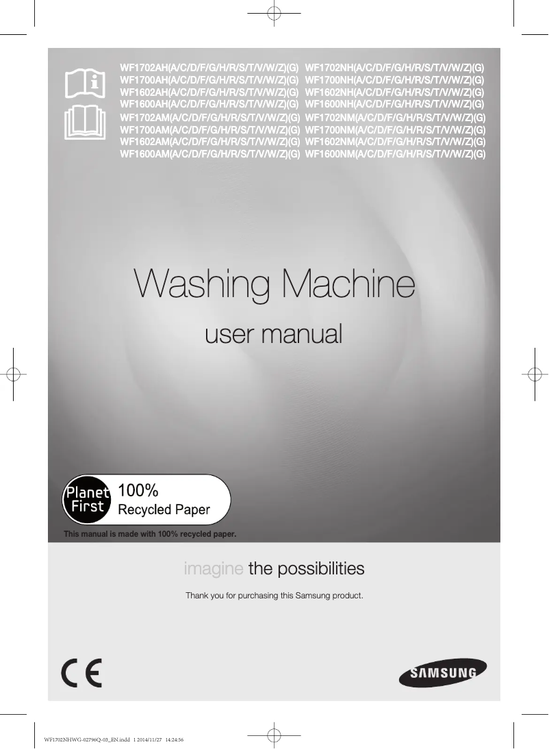 Page 1 de la notice Manuel utilisateur Samsung WF1602NHW