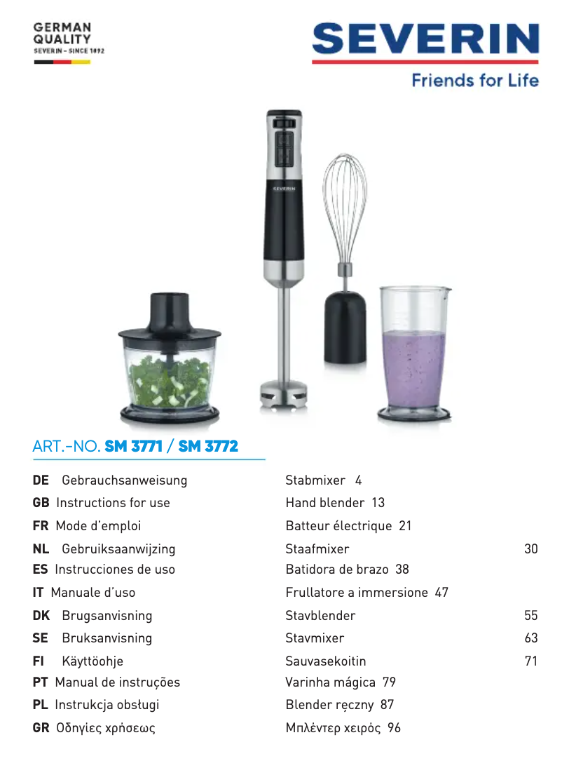 Image de la première page du manuel de l'appareil SM 3772