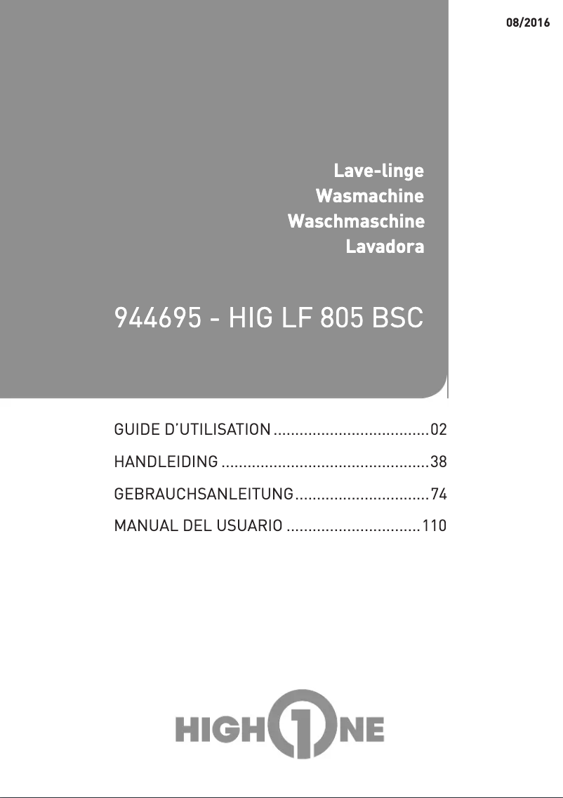Imagen de la primera página del manual del dispositivo HIG LF805BSC