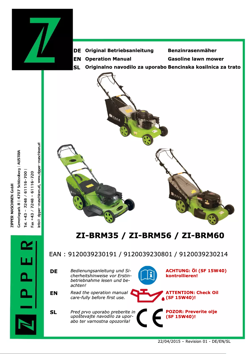 Page n°1 - Manuel utilisateur Zipper ZI-BRM56