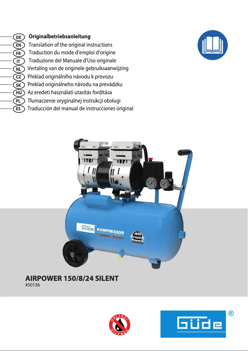Page 1 de la notice Manuel utilisateur Güde Kompressor Airpower 150/8/24 SILENT