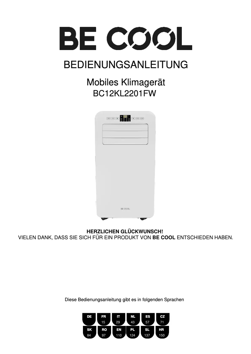 Page n°1 - Manuel utilisateur Be Cool BC12KL2201FW