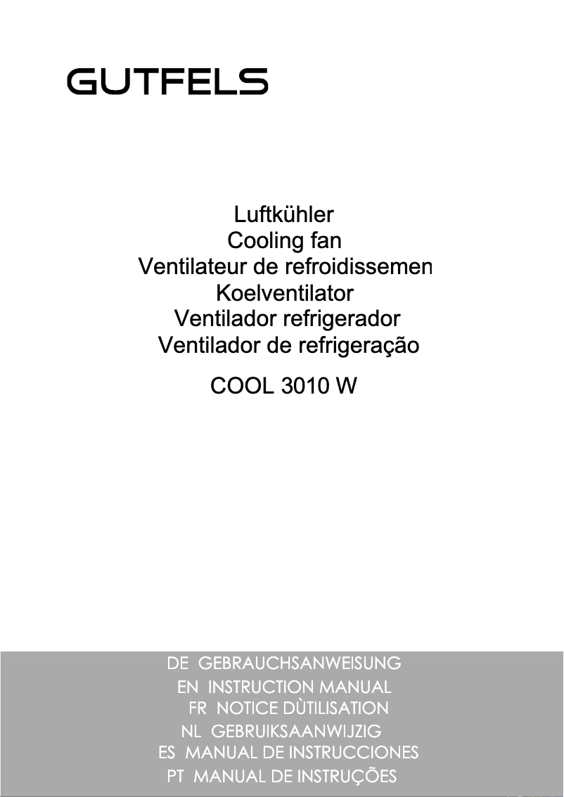Page n°1 - Manuel utilisateur GUTFELS COOL 3010 W