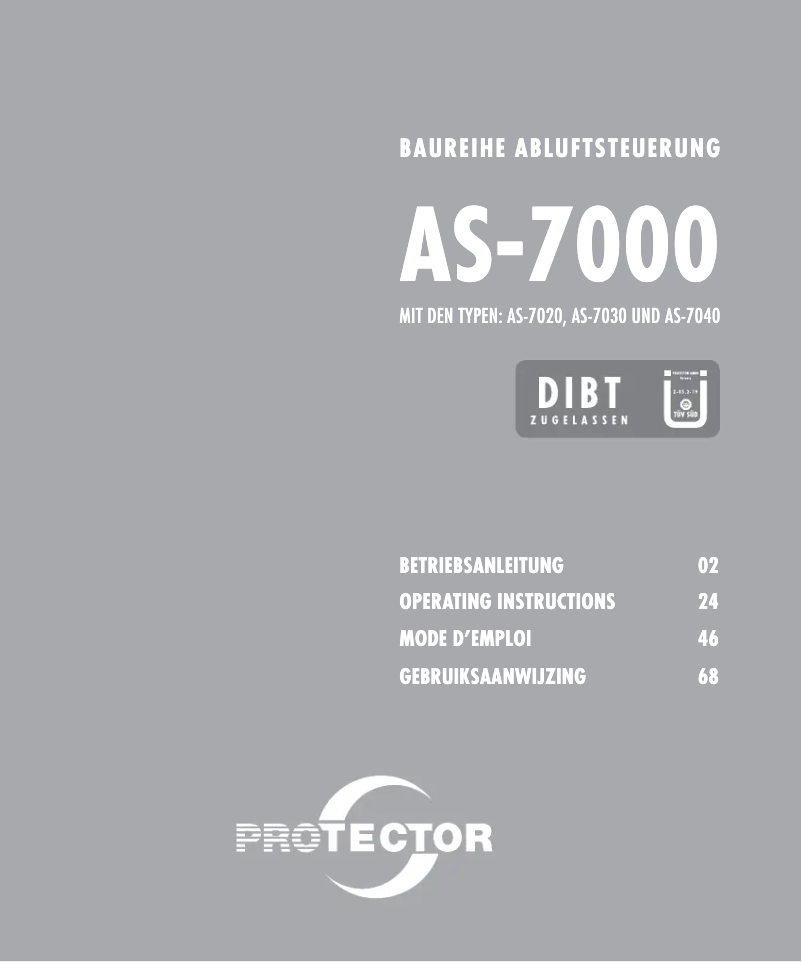 Page 1 de la notice Manuel utilisateur Protector AS-7020