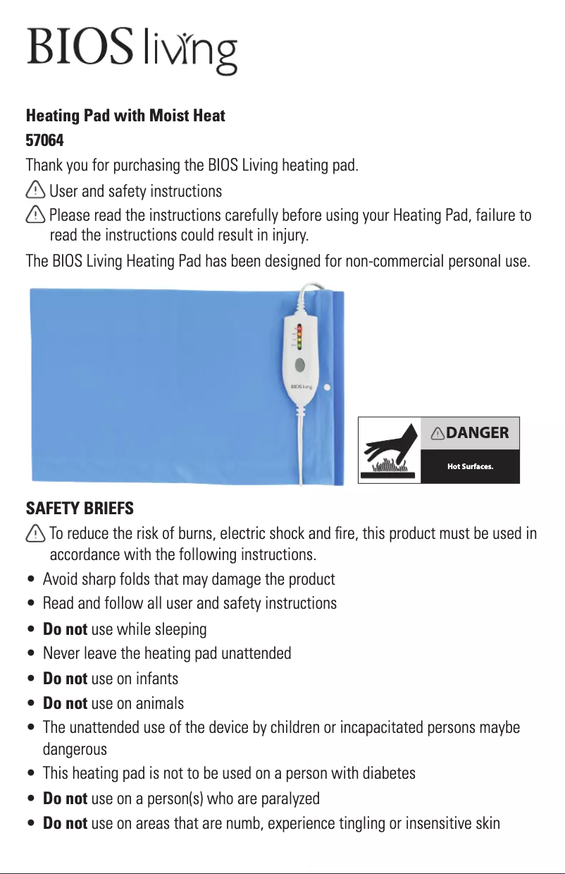 Page n°1 - Manuel utilisateur BIOS Medical 57064