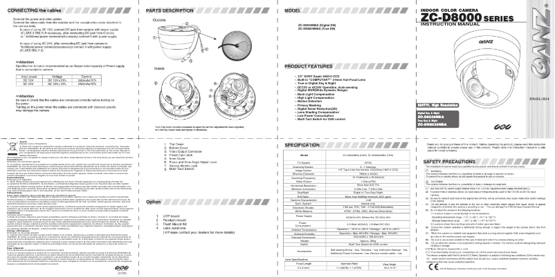 Page 1 de la notice Manuel utilisateur Ganz ZC-D8039NBA