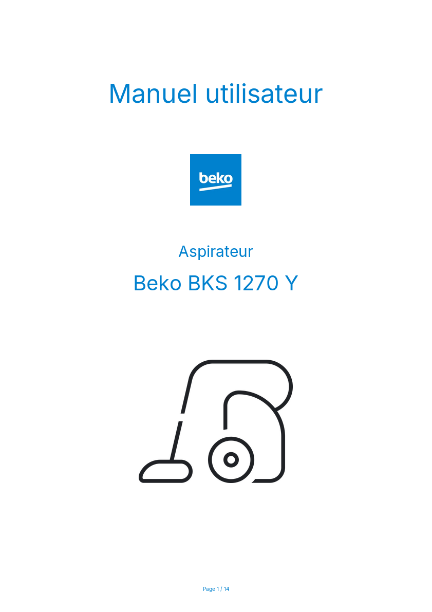 Page n°1 - Manuel utilisateur Beko BKS 1270 Y