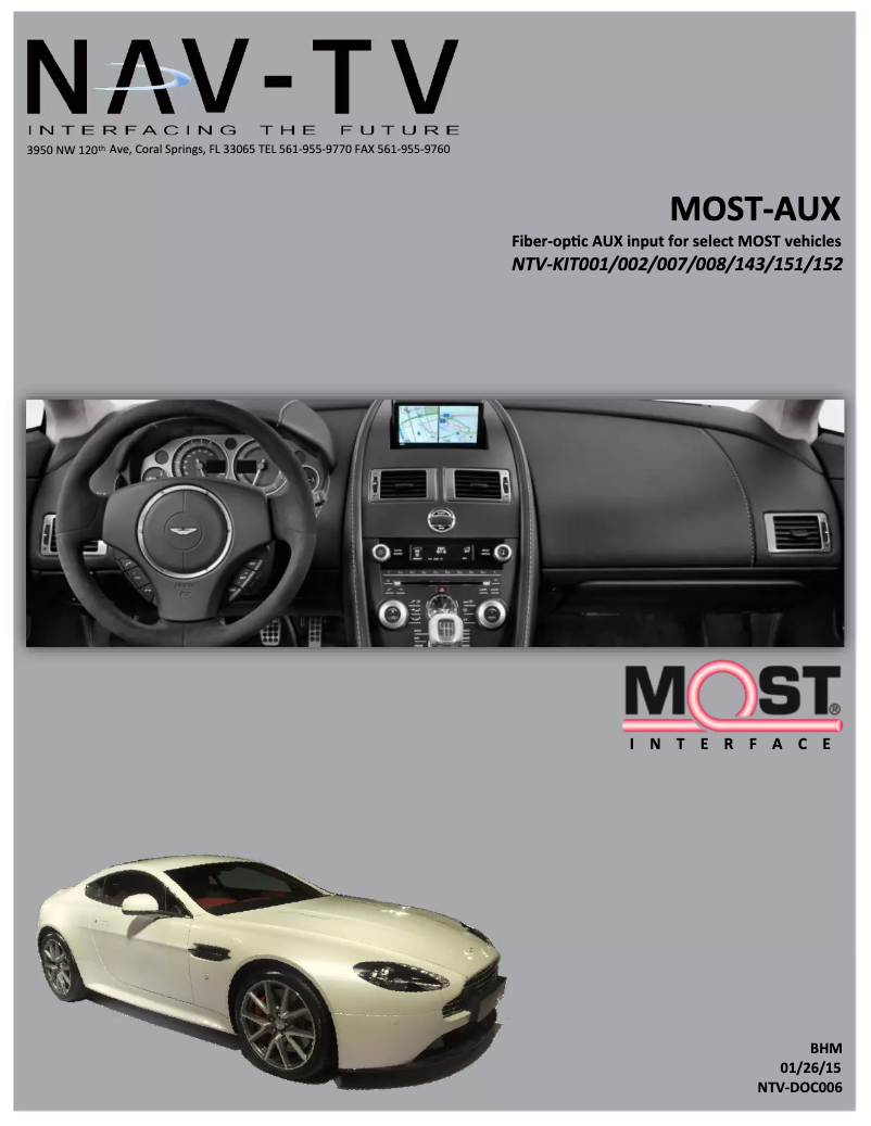 Image de la première page du manuel de l'appareil MOST-AUX NTV-KIT008