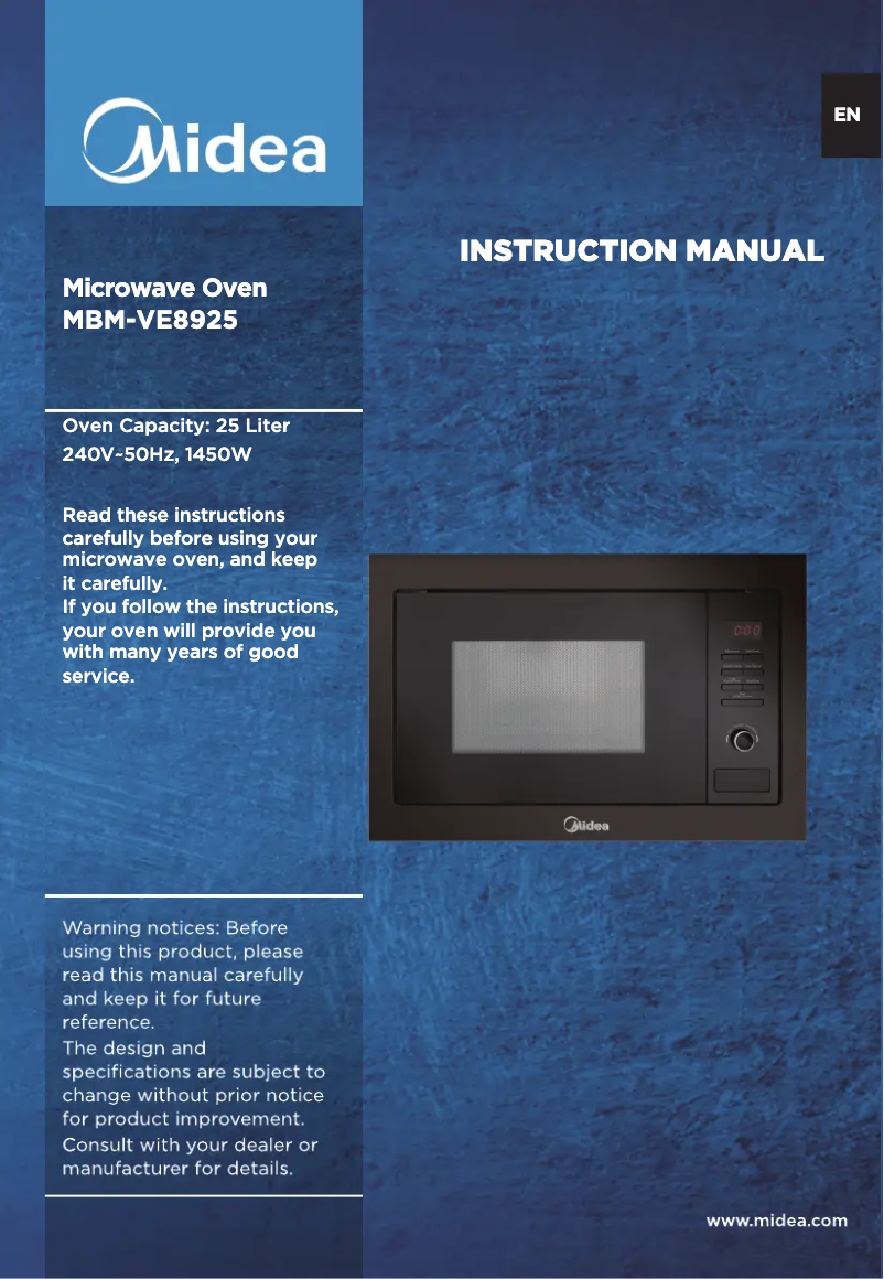 Page 1 de la notice Manuel utilisateur Midea MBM-VE8925