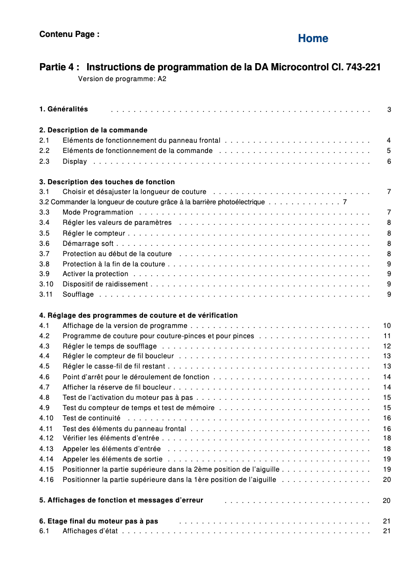 Page n°1 - Guide d'installation Dürkopp Adler 743