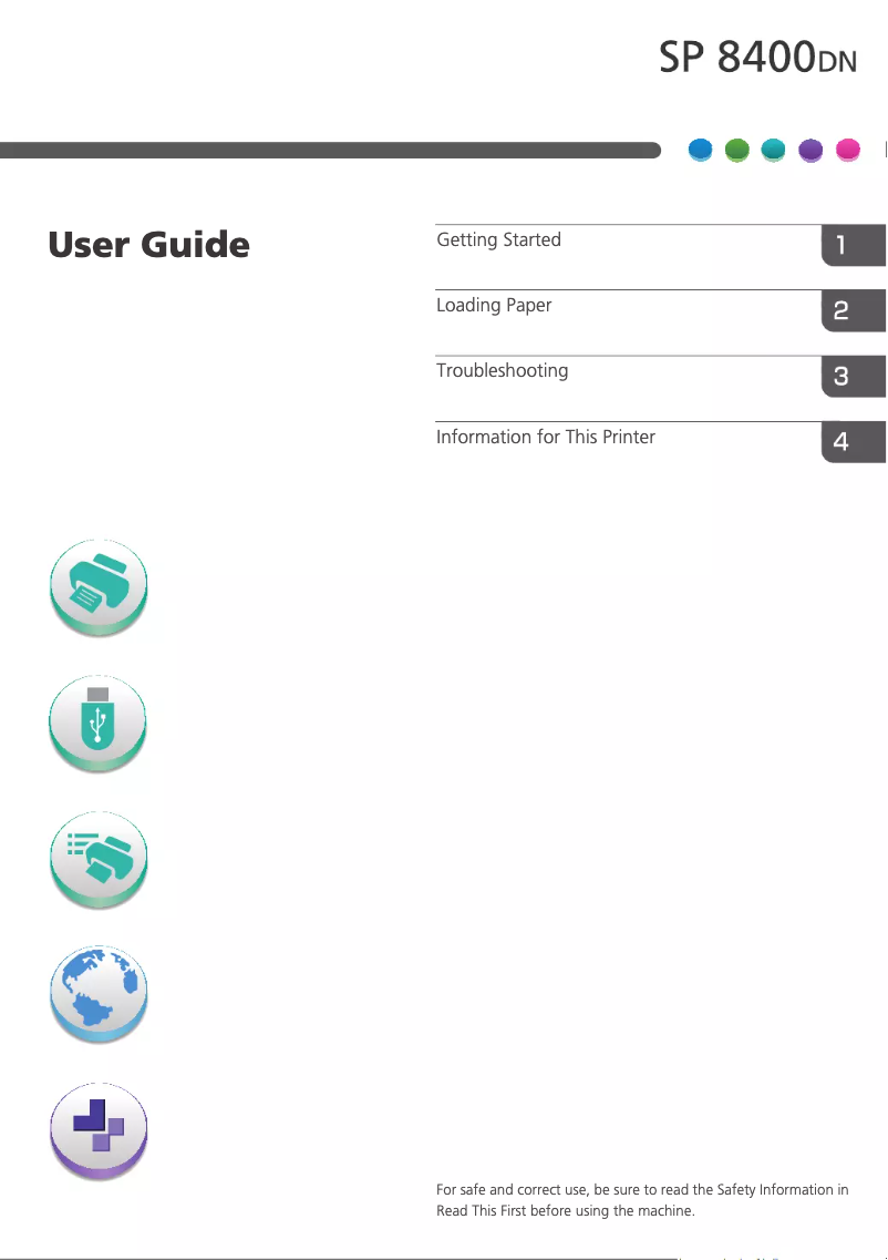 Page 1 de la notice Manuel utilisateur Ricoh SP 8400DN