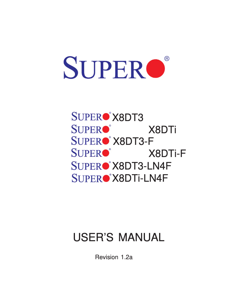 Image de la première page du manuel de l'appareil MBD-X8DTI-LN4F-B