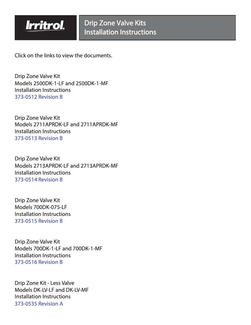 Page n°1 - Manuel utilisateur Irritrol 2500DK-1-LF