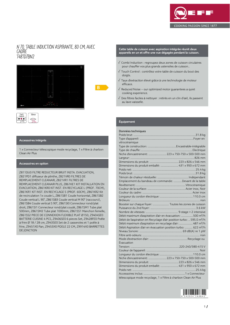 Page n°1 - Fiche technique Neff T48TD7BN2