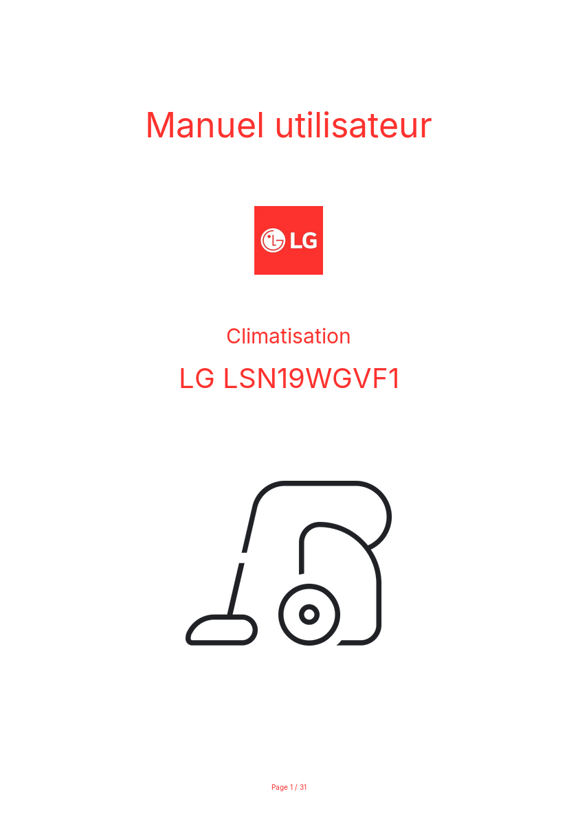 Image de la première page du manuel de l'appareil LSN19WGVF1