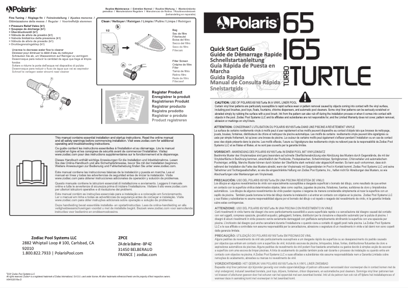 Página 1 del manual Guía de inicio rápido Polaris Vac-Sweep 165