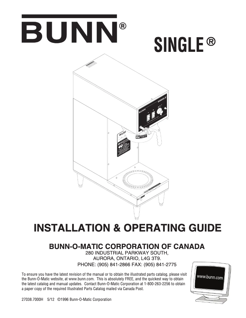 Page n°1 - Manuel utilisateur Bunn Single