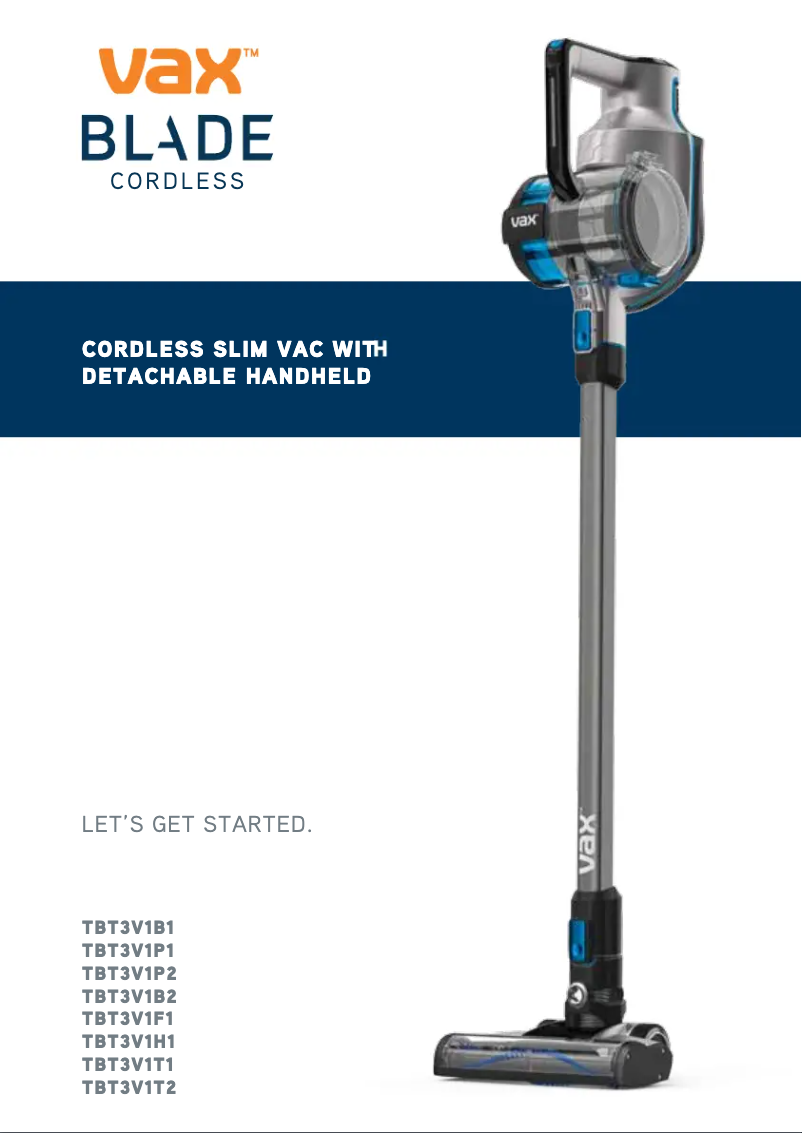 Page 1 de la notice Manuel utilisateur Vax Blade Cordless TBT3V1P2