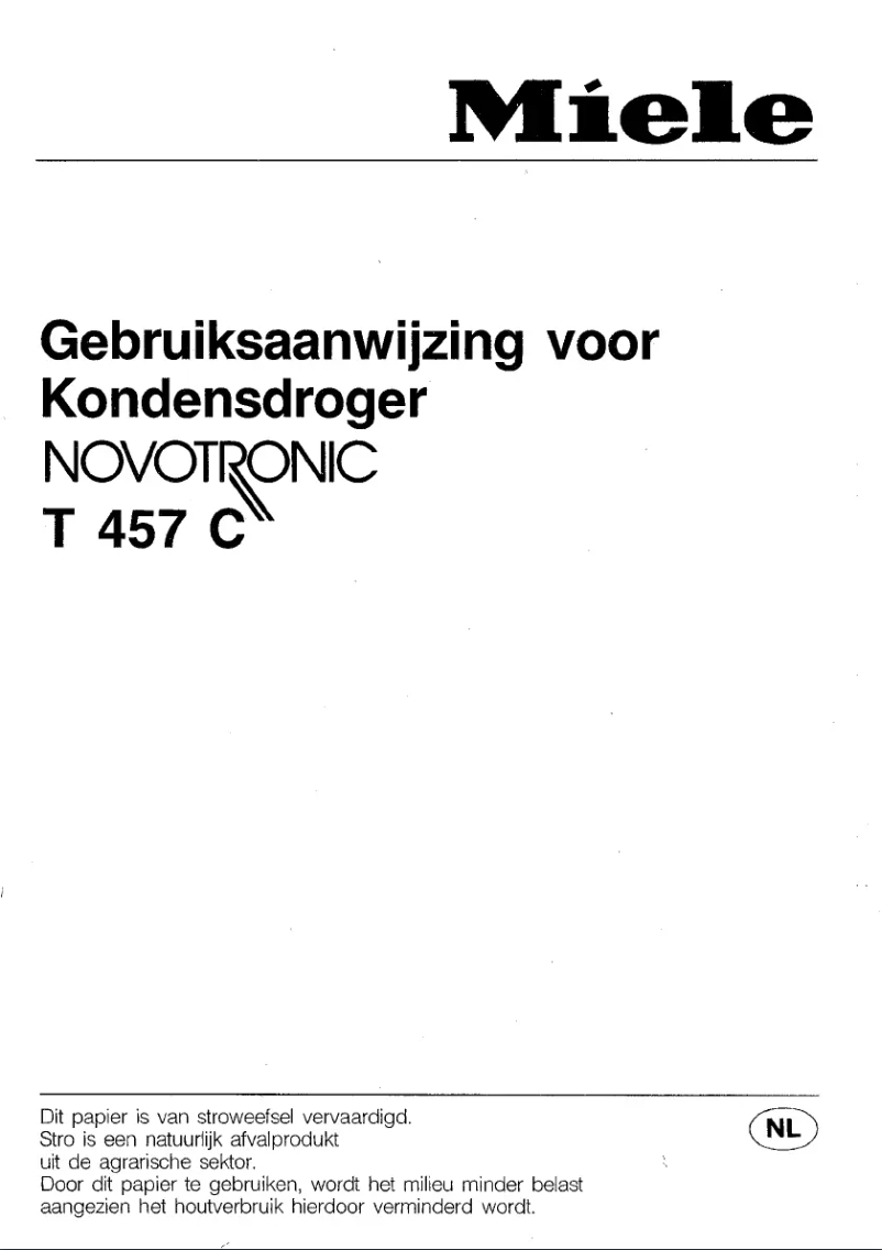 Page 1 de la notice Manuel utilisateur Miele Novotronic T 457 C