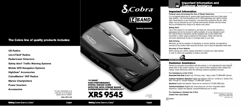 Página 1 del manual Manual de usuario Cobra XRS 9545
