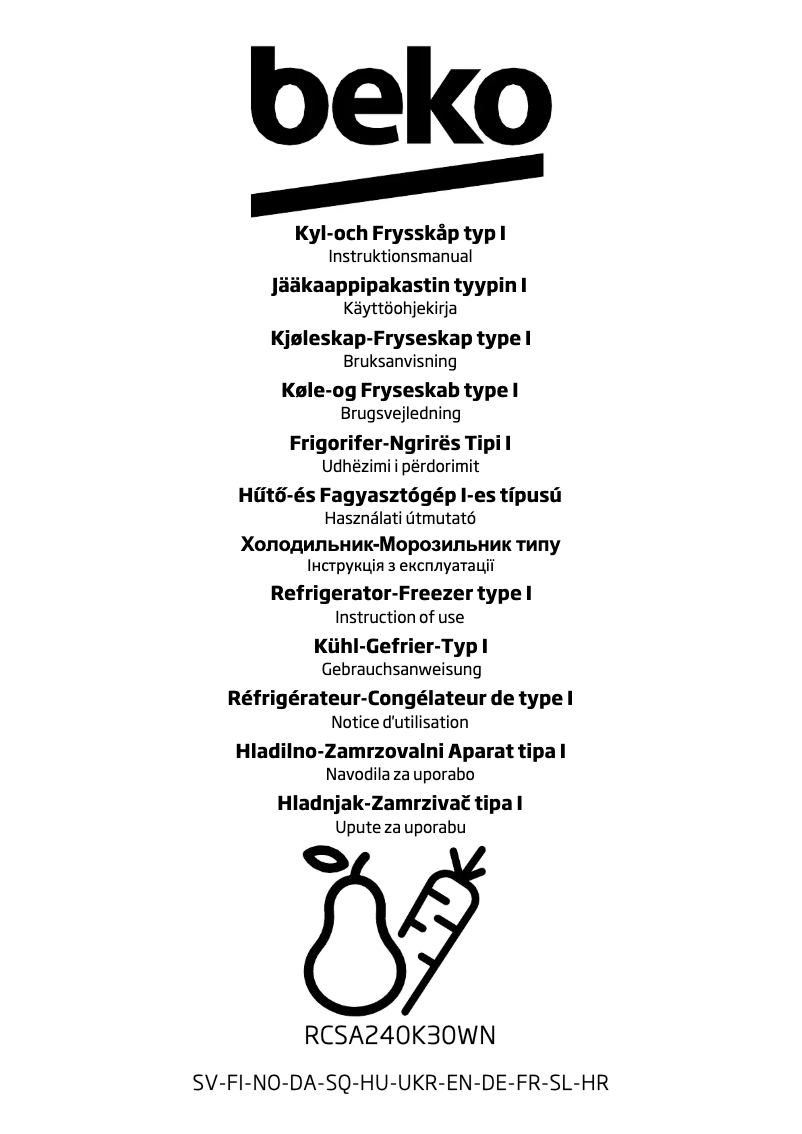 Page 1 de la notice Manuel utilisateur Beko RCSA240K30WN