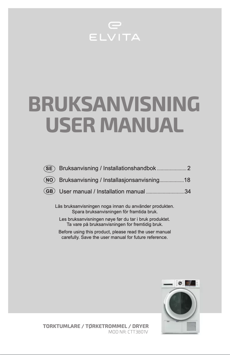 Page 1 de la notice Manuel utilisateur Elvita CTT3801V