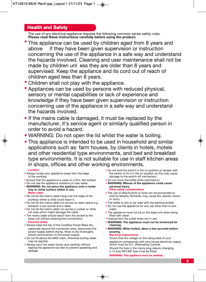 Image de la première page du manuel de l'appareil Vector 108134