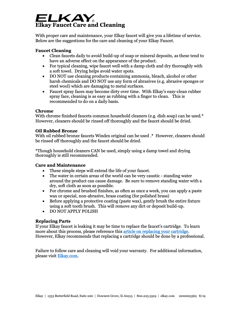 Page 1 de la notice Manuel utilisateur Elkay LK7922SSS