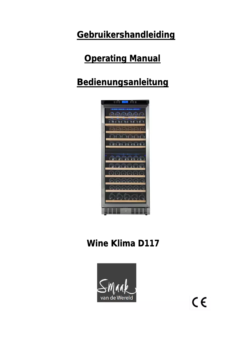 Page n°1 - Manuel utilisateur Wine Klima D116