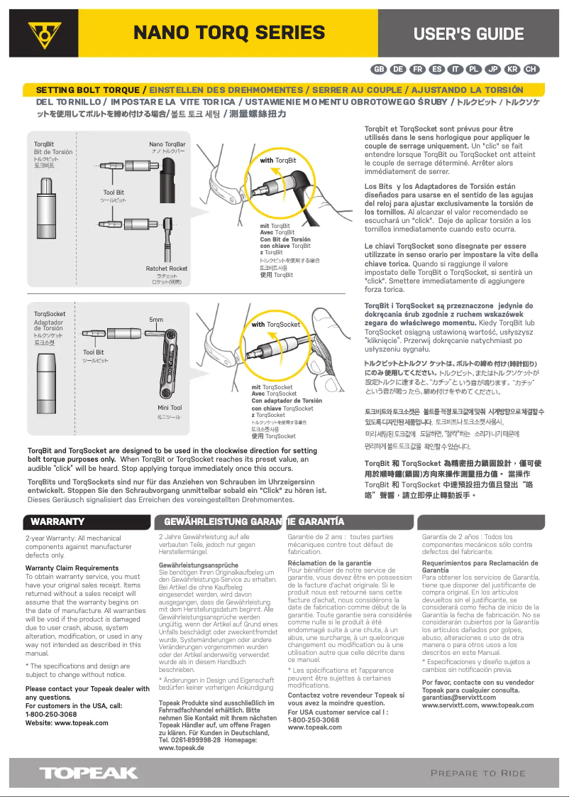 Page 1 de la notice Manuel utilisateur Topeak Ratchet Rocket Lite NTX