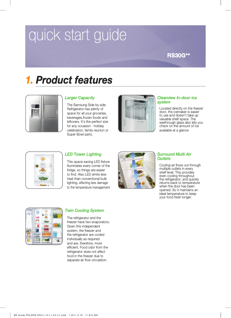 Page n°1 - Guide d'installation Samsung RS12SL