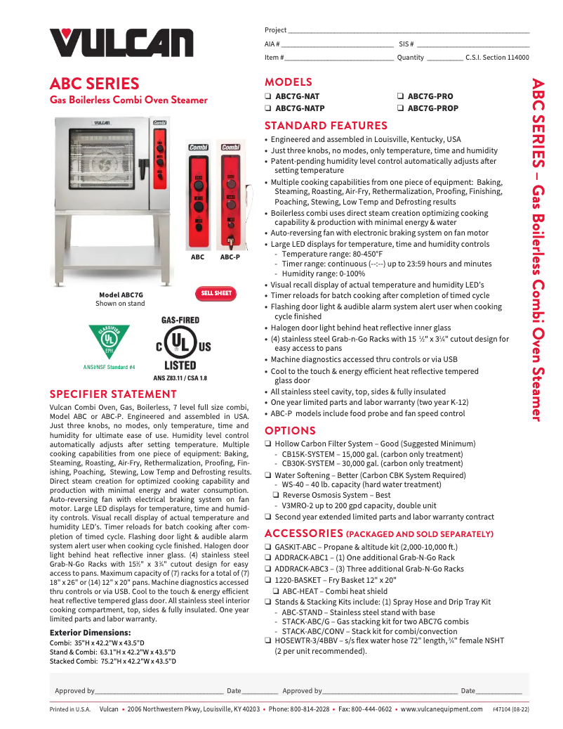 Page n°1 - Fiche technique Vulcan ABC7G