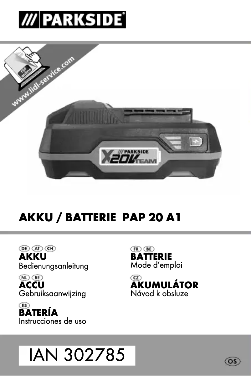 Page 1 de la notice Manuel utilisateur Parkside PAP 20 A1