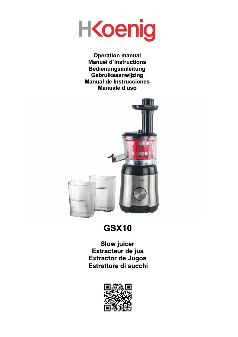 Page 1 de la notice Manuel utilisateur H.Koenig GSX10