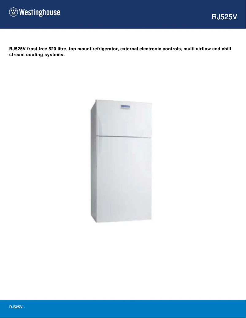 Page n°1 - Fiche technique Westinghouse RJ525V