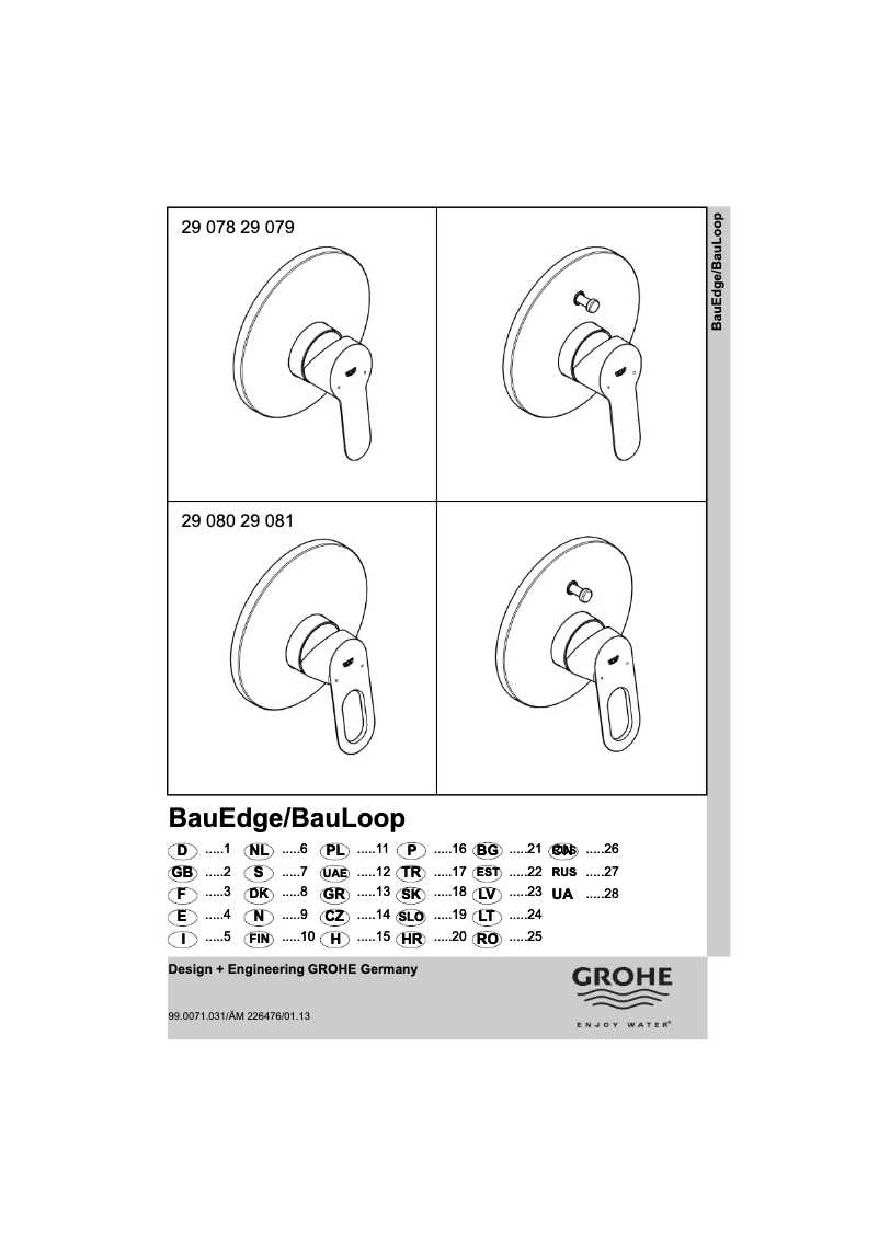 Page 1 de la notice Manuel utilisateur Grohe BauEdge 29079000