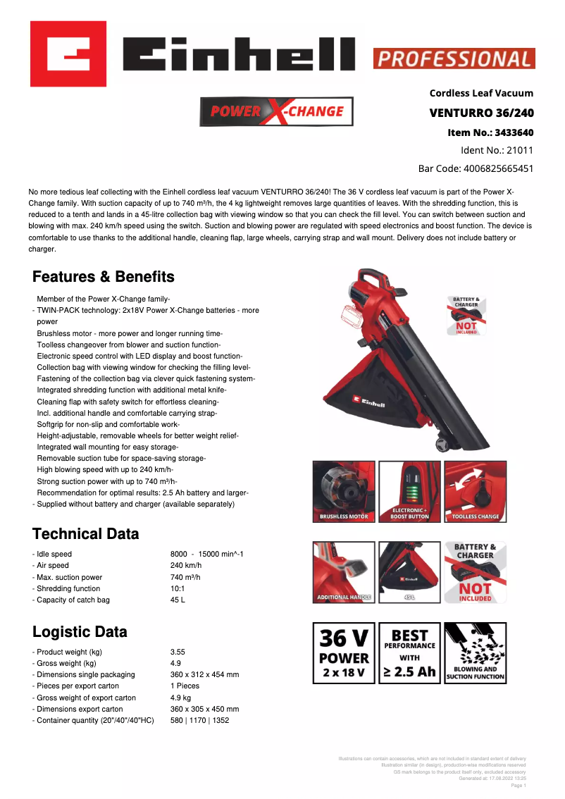 Image de la première page du manuel de l'appareil VENTURRO 36/240