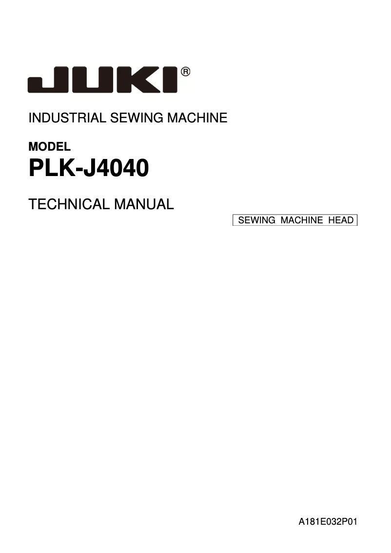 Page n°1 - Manuel utilisateur Juki PLK-J4040
