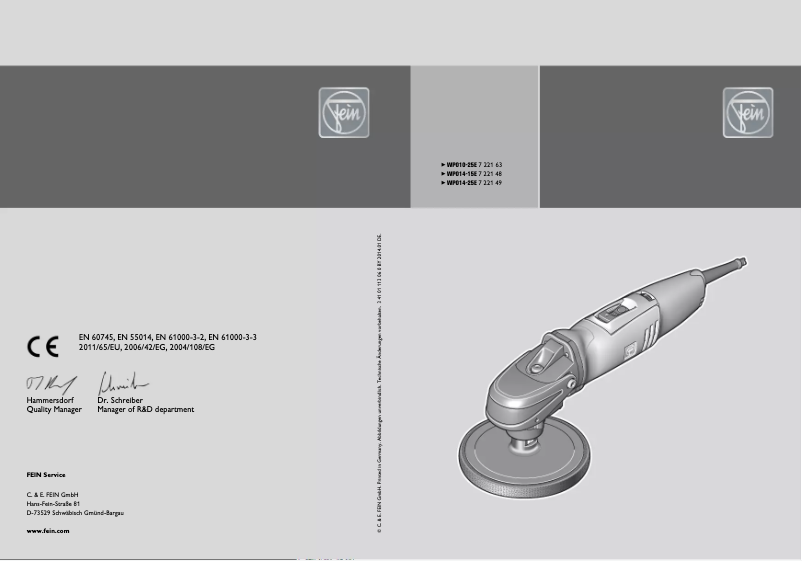Page n°1 - Manuel utilisateur Fein WPO 10-25 E