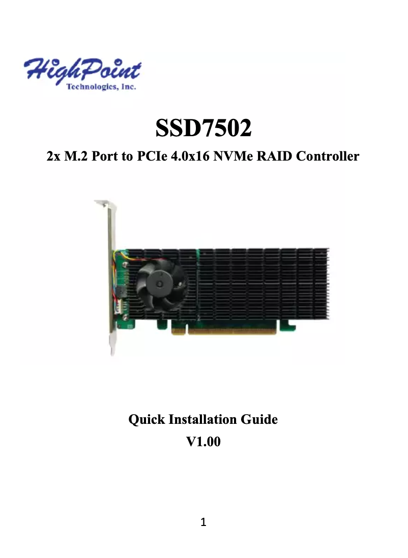 Image de la première page du manuel de l'appareil SSD7502