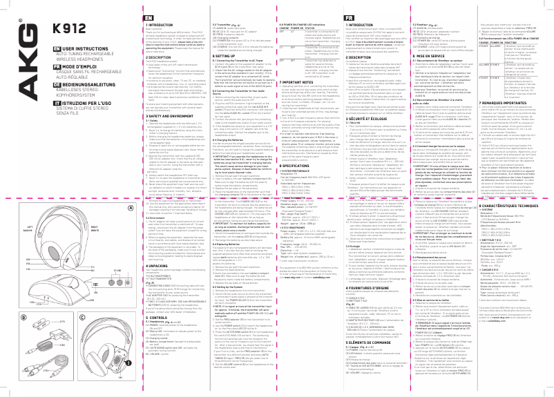 Image de la première page du manuel de l'appareil K 912