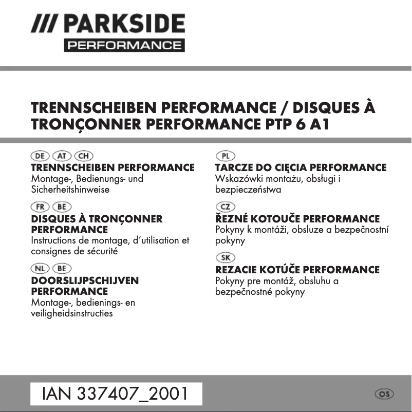 Page 1 de la notice Manuel utilisateur Parkside PTP 6 A1