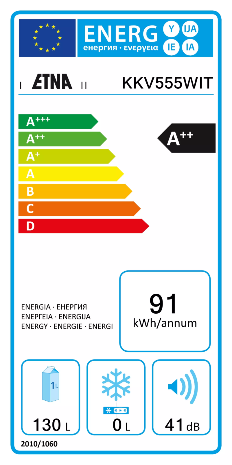 Page n°1 - Label énergétique Etna KKV555WIT