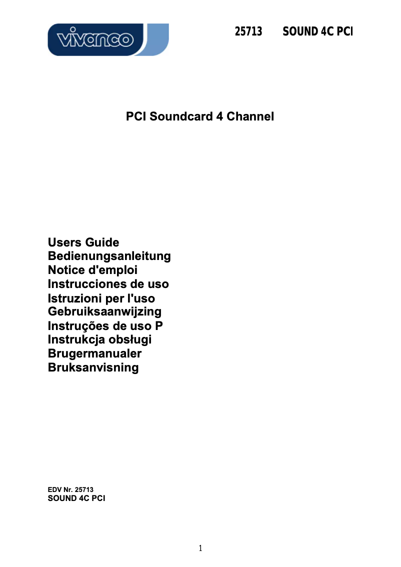 Image de la première page du manuel de l'appareil SOUND 4C PCI