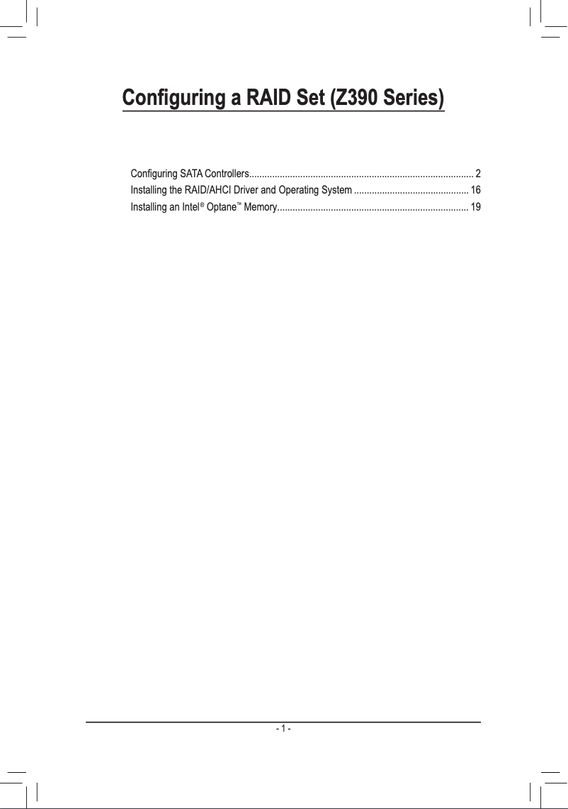 Page 1 de la notice Guide d'installation Gigabyte Z390 AORUS XTREME