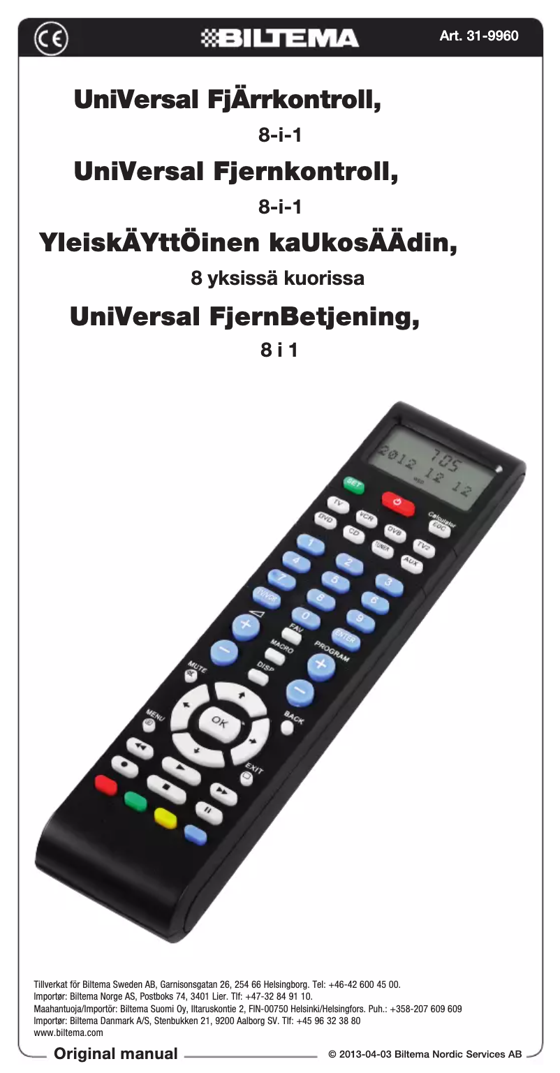 Page 1 de la notice Manuel utilisateur Biltema 31-9960