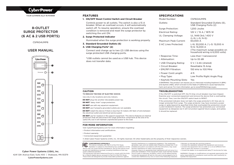 Image de la première page du manuel de l'appareil CSP604UMP6
